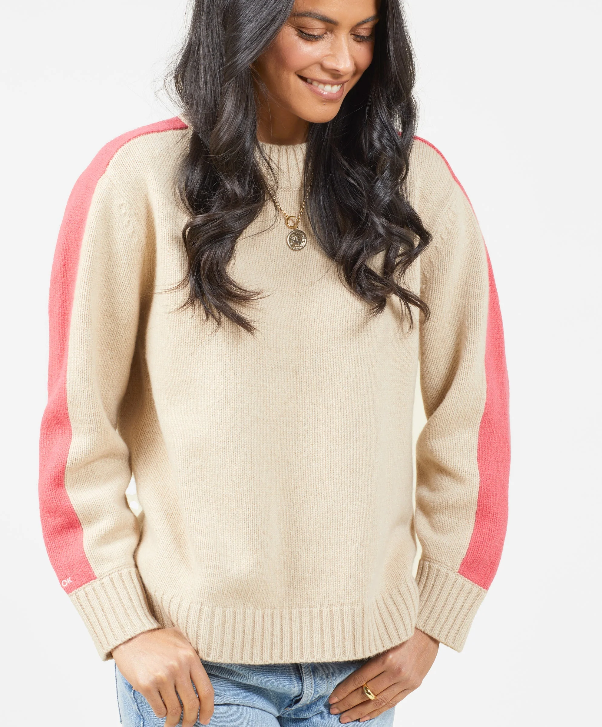 Archer Cashmere Crew with Stripe - Outerworn - Image 4